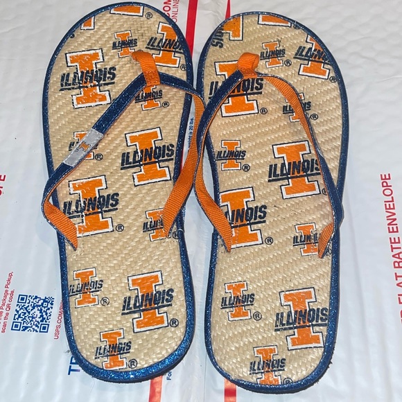ILLINOIS FIGHTING ILLINI blue orange glitter sandal flip flops spring summer ILI - Picture 2 of 11